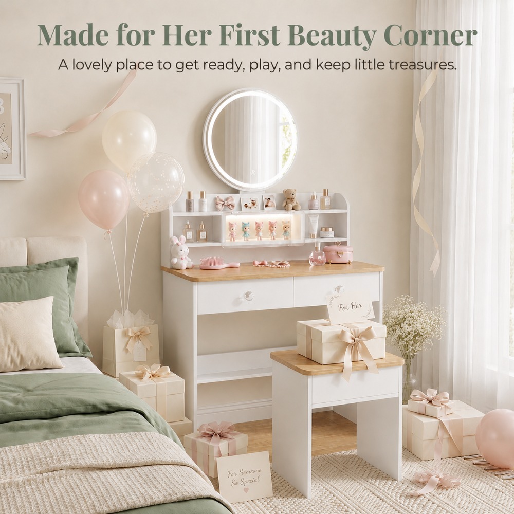 Perfect Gift for Her, Round Wo - Beauty Makeup Vanity Set recension och pris